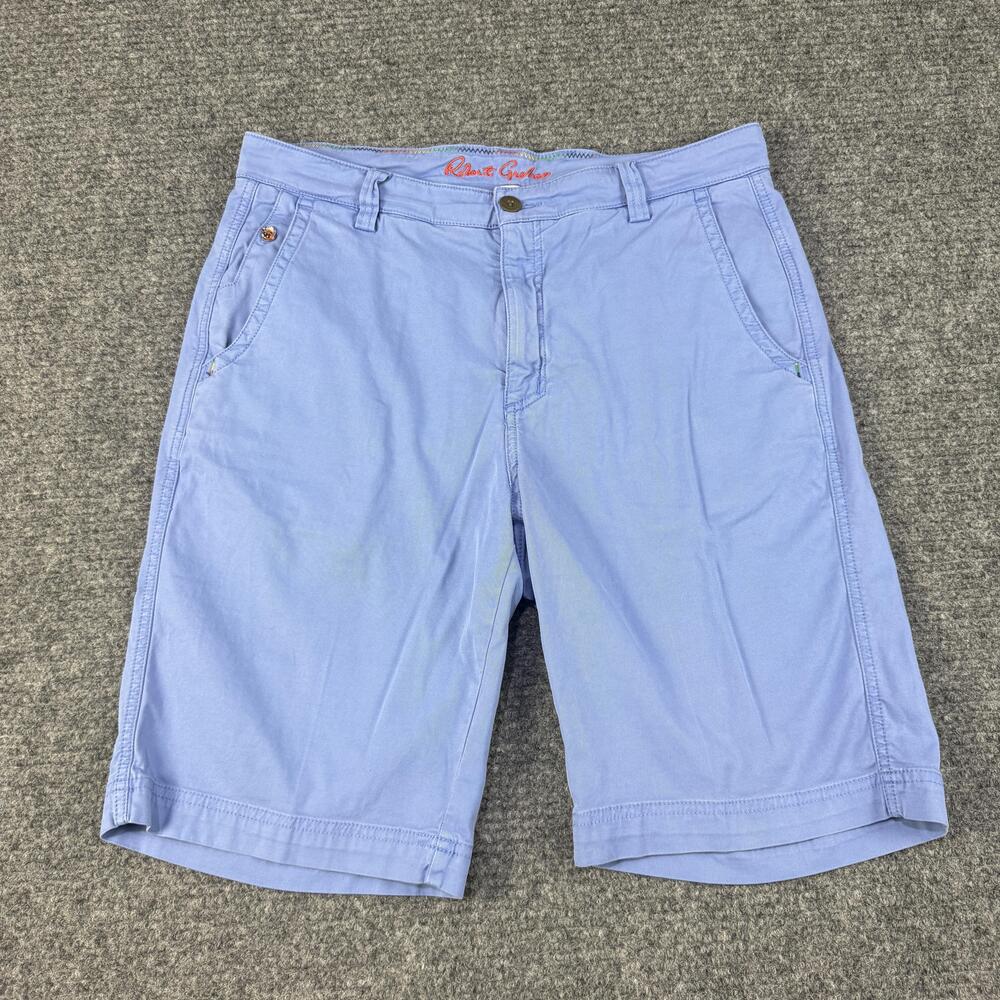 Robert Graham Shorts Mens 30 Light Blue Stretch Chino Flat Front Casual Golf